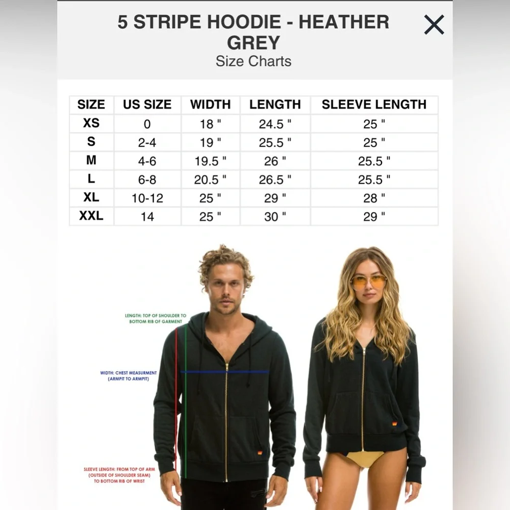 NWT aviator nation 5 stripe hoodie in heather grey - Picture 6 of 8